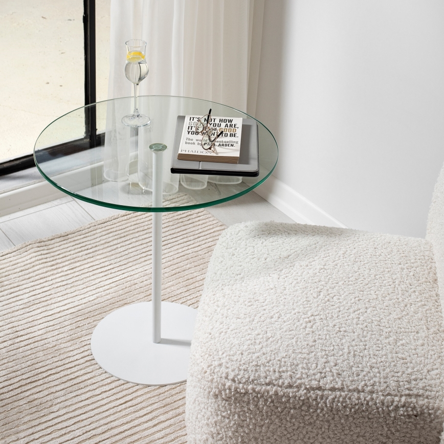 Side table CHILL 50x50 cm white/clear