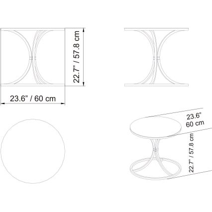 Side table CORLEAONE 57,8x60 cm black