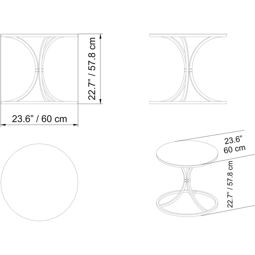 Side table CORLEAONE 57,8x60 cm black