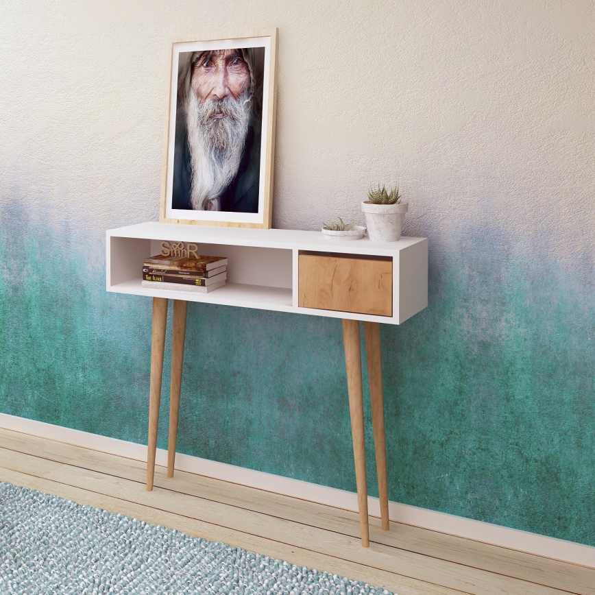 Side table KIOGI 94x100 cm white/beige