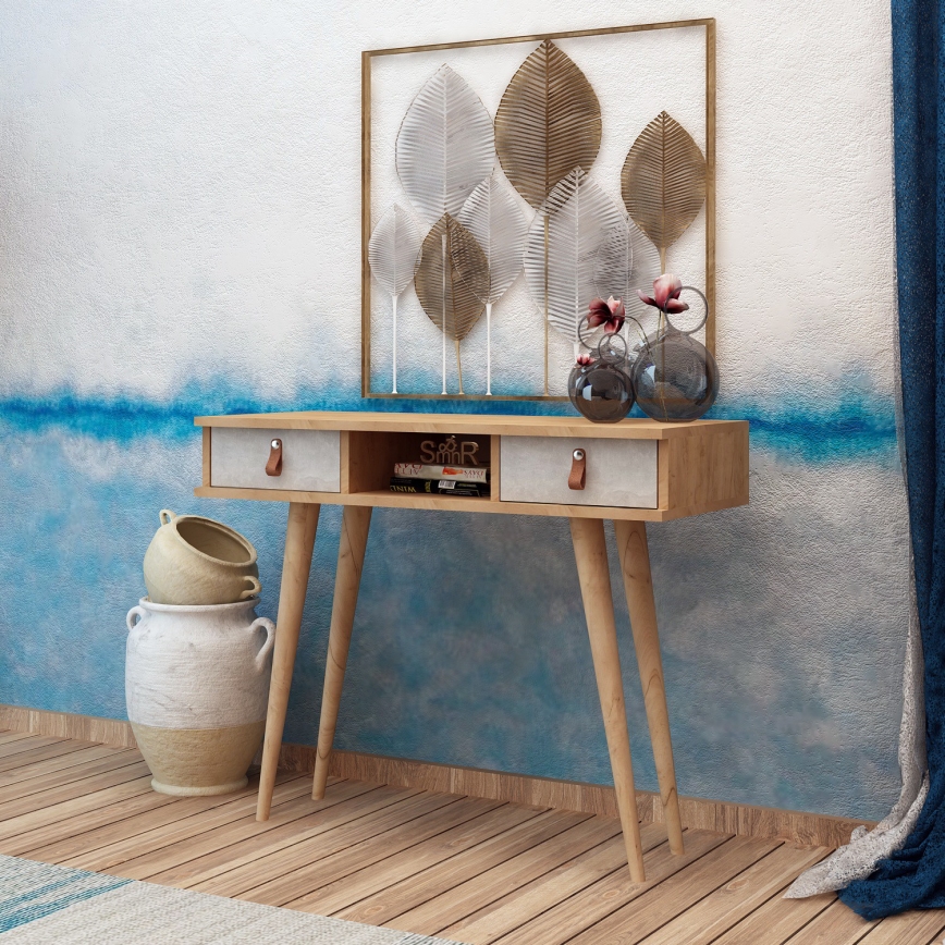 Side table LAWEN 88x100 cm beige/grey