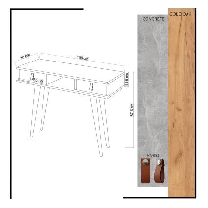 Side table LAWEN 88x100 cm beige/grey