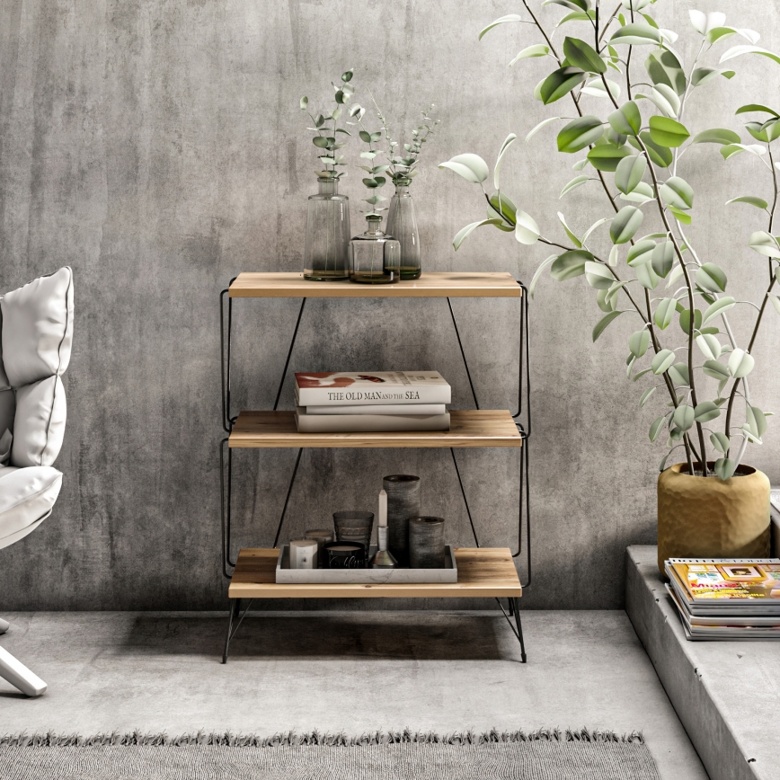 Side table LAZANDOS 75x48 cm brown/black