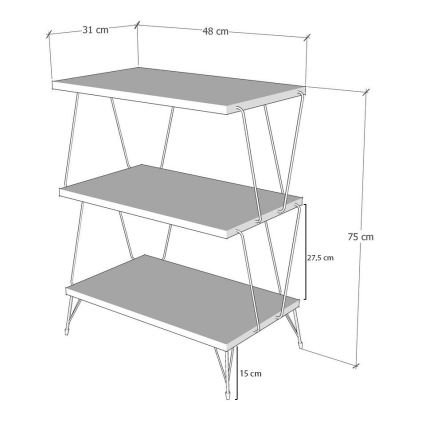 Side table LAZANDOS 75x48 cm brown/black