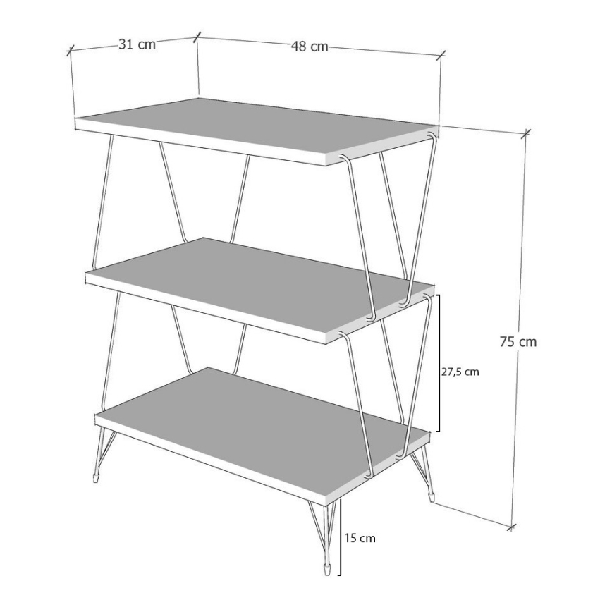 Side table LAZANDOS 75x48 cm brown/black