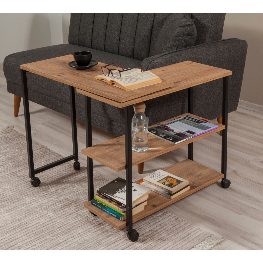 Side table MELIN 63x70 cm brown/black