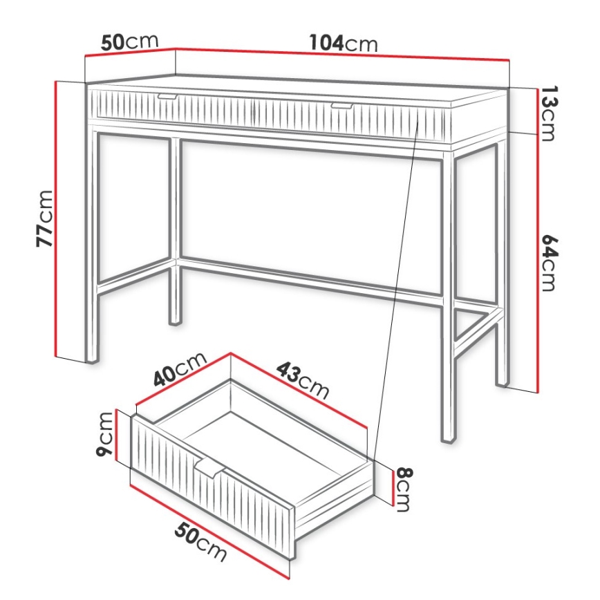 Side table NOVA 77x104 cm white/black