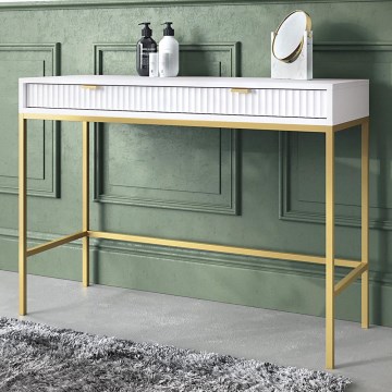 Side table NOVA 77x104 cm white/gold