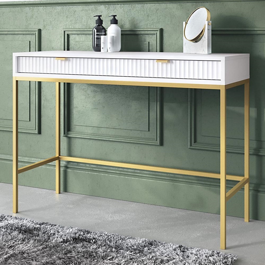 Side table NOVA 77x104 cm white/gold