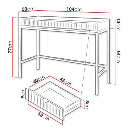 Side table NOVA 77x104 cm white/gold