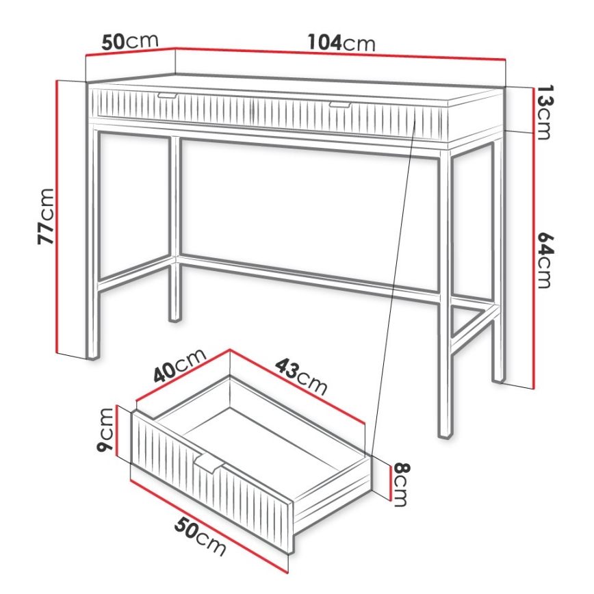 Side table NOVA 77x104 cm white/gold