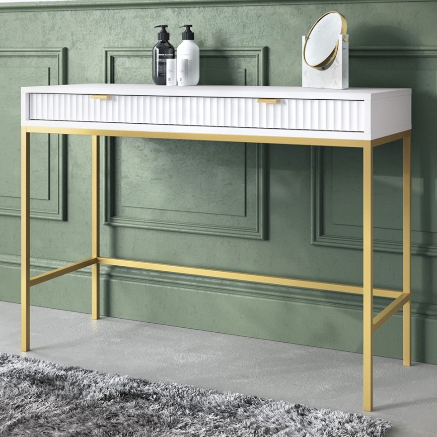 Side table NOVA 77x104 cm white/gold