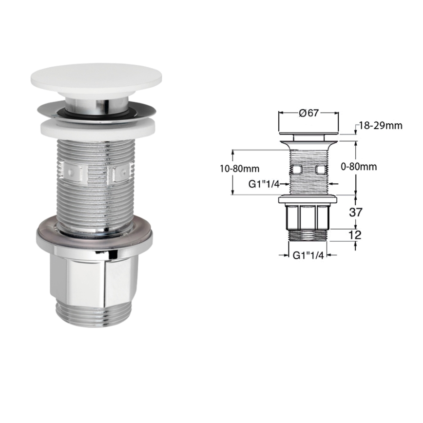 Silfra - Washbasin waste Ø 6.7 cm, white/polished chrome