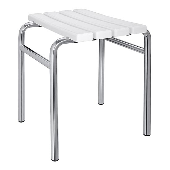 Silver/White Stool 44 x 45 cm