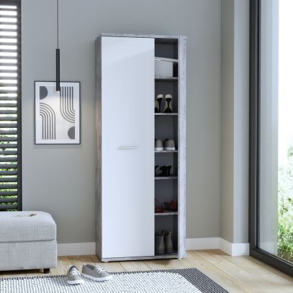 SIMO Chest/Shoe Cabinet White/Grey Concrete