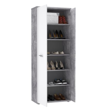 SIMO Chest/Shoe Cabinet White/Grey Concrete