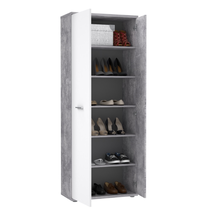 SIMO Chest/Shoe Cabinet White/Grey Concrete