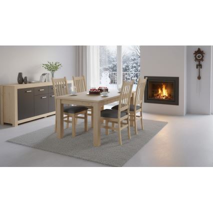 SIMON Dining Chair, Oak/Dark Grey