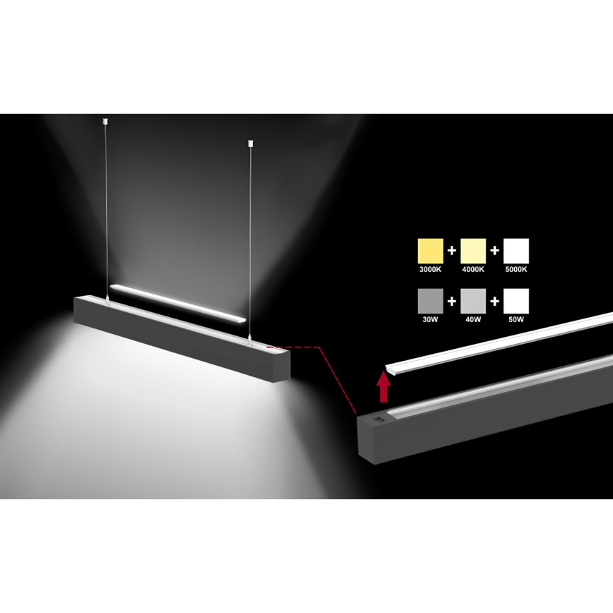 Sinclair - LED Ceiling light LSM LED/40W/230V 3000K/4000K/5000K 120 cm black