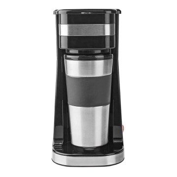 Single-serve 0.4 L coffee maker with travel mug