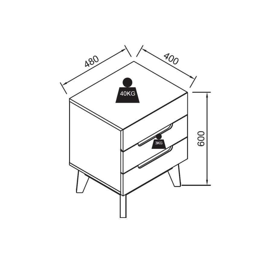 SINIRA bedside table, white