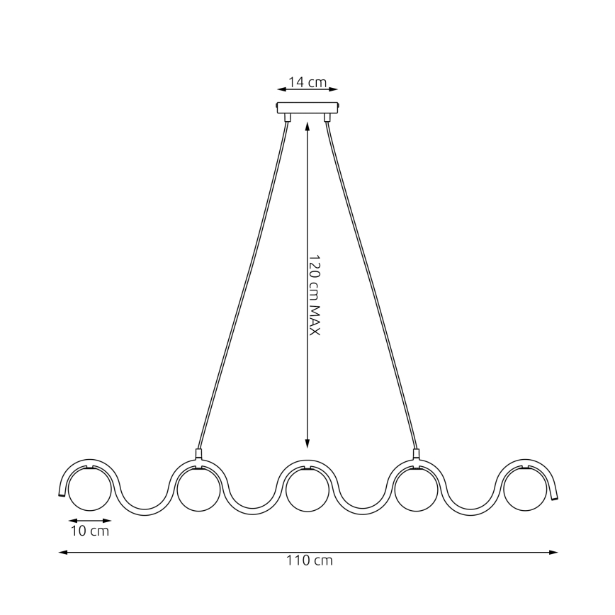 SINUS Cable Pendant 5xG9/8W/230V White