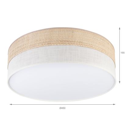 SIRJA BOHO Ceiling Light 2×E27, 15W/230V, Ø45 cm — Beige/Cream