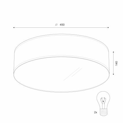 SIRJA Ceiling Light, 2xE27/15W/230V, Ø 45 cm, Cream