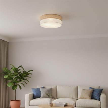 SIRJA DOUBLE BOHO ceiling light, 2x E14/15W/230V, Ø 35 cm, beige/cream