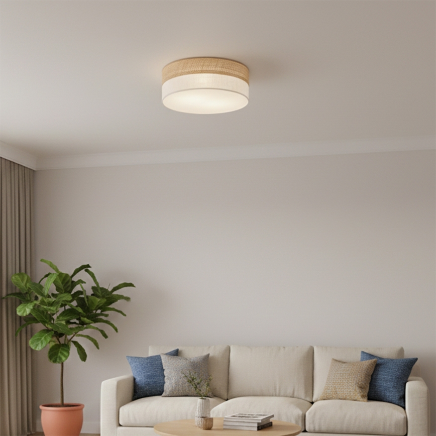 SIRJA DOUBLE BOHO ceiling light, 2x E14/15W/230V, Ø 35 cm, beige/cream