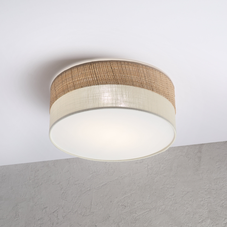 SIRJA DOUBLE BOHO ceiling light, 2x E14/15W/230V, Ø 35 cm, beige/cream