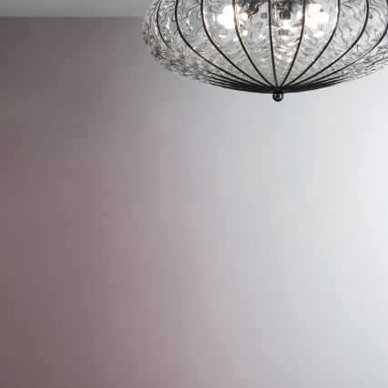 SIRU - Ceiling light ACCADEMIA 3xE27/60W/230V clear/black Venetian glass