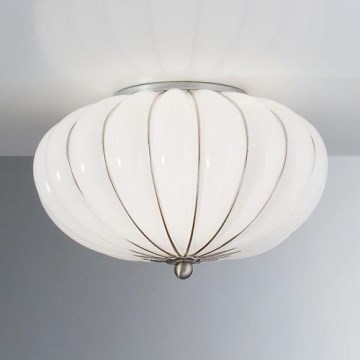 SIRU - Ceiling light GIOVE 2xE14/40W/230V d. 29 cm matte chrome/white Venetian glass