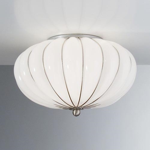 SIRU - Ceiling light GIOVE 2xE14/40W/230V d. 29 cm matte chrome/white Venetian glass