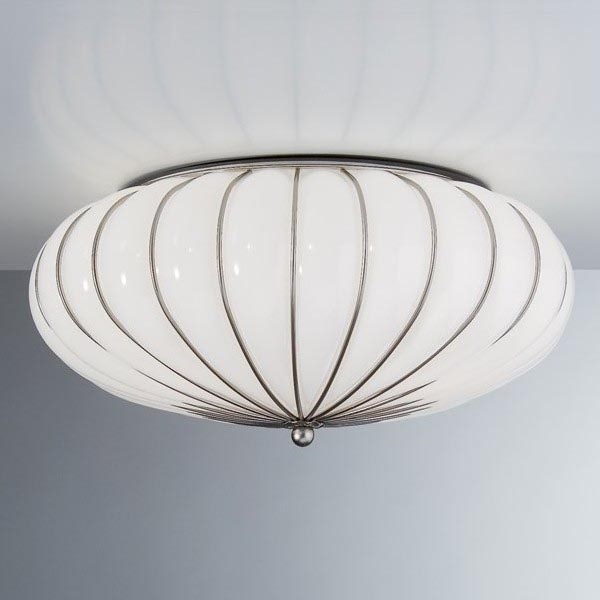 SIRU - Ceiling light GIOVE 3xE27/60W/230V d. 48 cm matte chrome/white Venetian glass