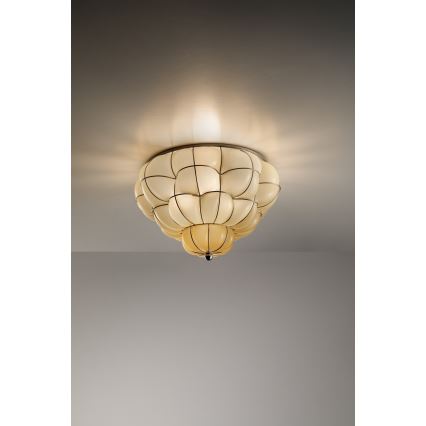 SIRU - Ceiling light POUFF 3xE27/60W/230V shiny chrome/beige Venetian glass