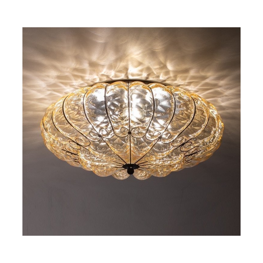 SIRU - Ceiling light SOLE 3xE14/40W/230V d. 31 cm beige/matte chrome Venetian glass