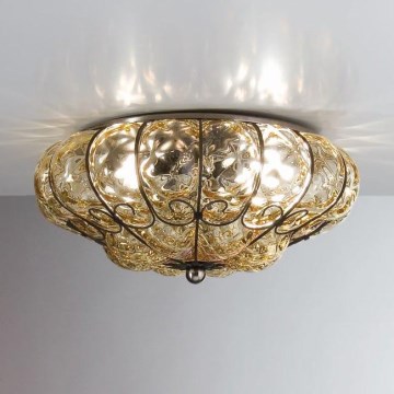 SIRU - Ceiling light SOLE 3xE14/40W/230V d. 31 cm beige/matte chrome Venetian glass