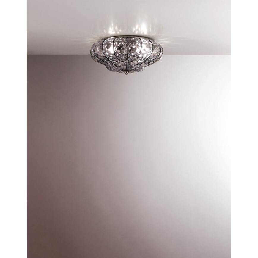 SIRU - Ceiling light SOLE 3xE14/40W/230V d. 31 cm clear/matte chrome Venetian glass