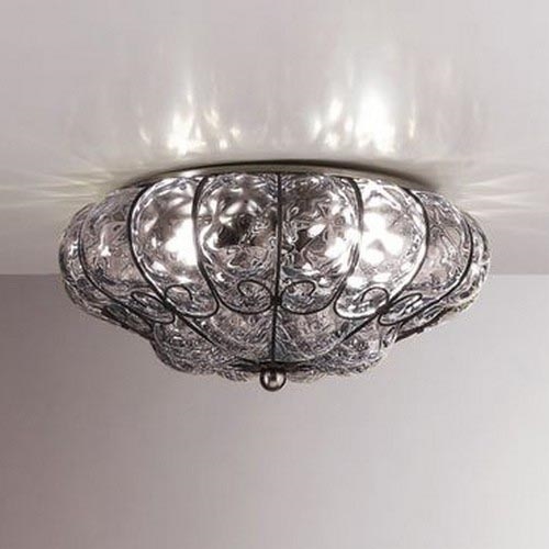 SIRU - Ceiling light SOLE 3xE14/40W/230V d. 31 cm clear/matte chrome Venetian glass