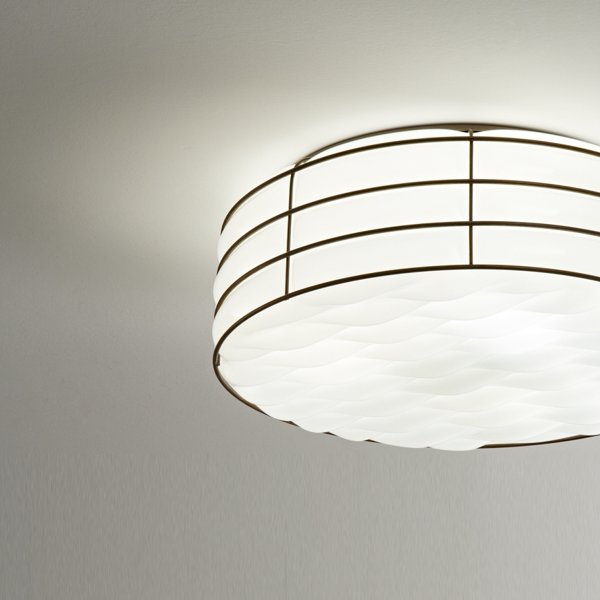 SIRU - Ceiling light TAMIS 3xE14/40W/230V black/white Venetian glass