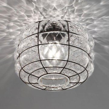 SIRU - Ceiling light TERRA 1xE27/60W/230V black/clear Venetian glass