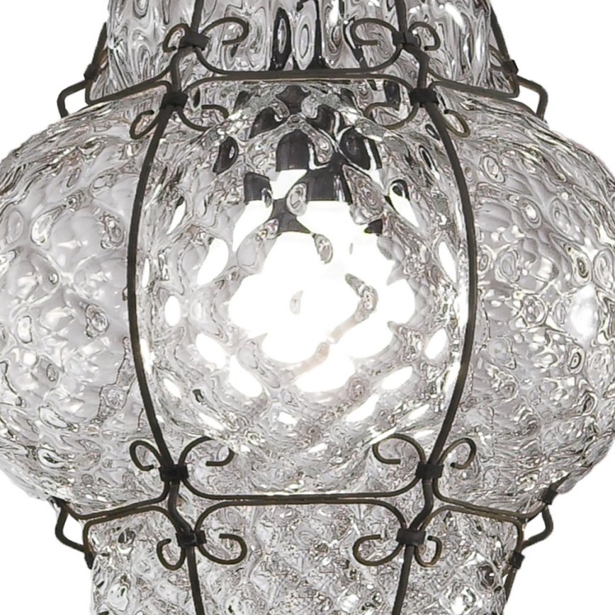 SIRU - Chandelier on a chain CLASSIC 1xE27/60W/230V d. 30 cm clear/black Venetian glass