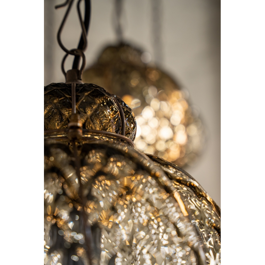 SIRU - Chandelier on a chain GOCCIA 1xE27/60W/230V d. 25 cm beige/brown Venetian glass
