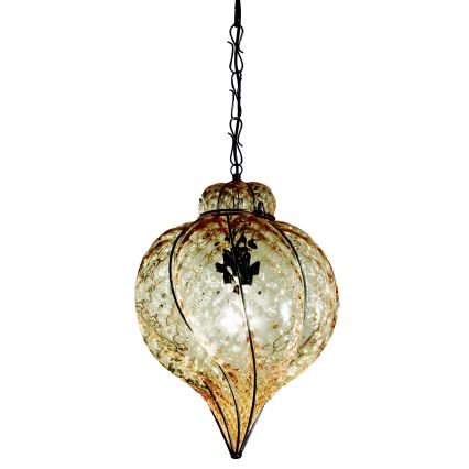 SIRU - Chandelier on a chain GOCCIA 1xE27/60W/230V d. 25 cm beige/brown Venetian glass