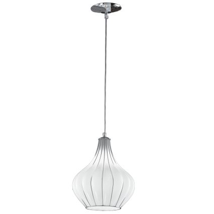 SIRU - Chandelier on a string AURIGA 1xE14/40W/230V d. 26 cm matte chrome/white Venetian glass