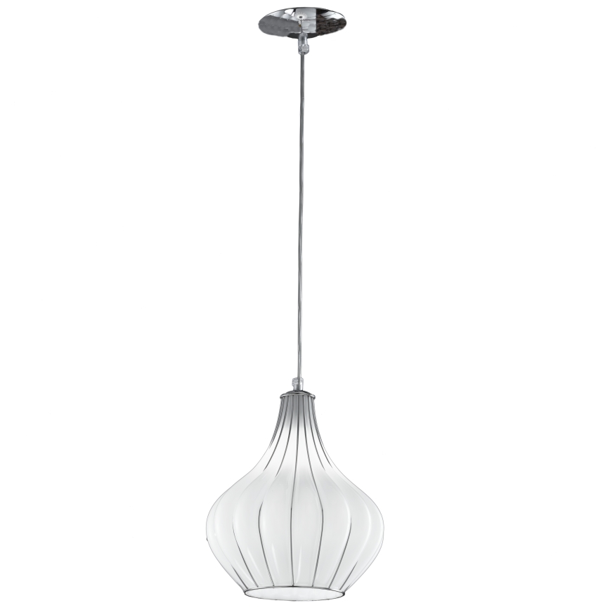 SIRU - Chandelier on a string AURIGA 1xE14/40W/230V d. 26 cm matte chrome/white Venetian glass