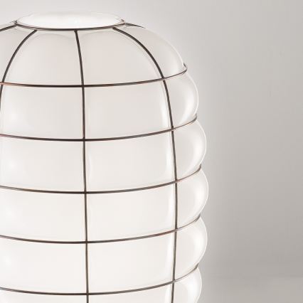 SIRU - Chandelier on a string LANTERNA 1xE27/60W/230V d. 32 cm black/white Venetian glass