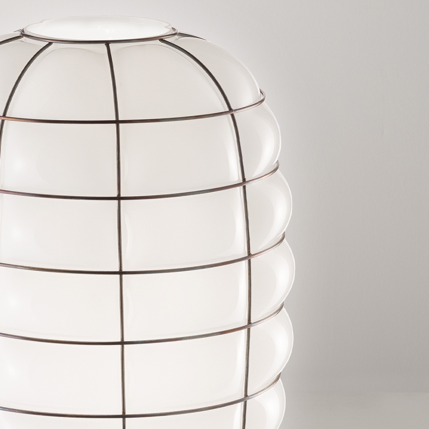 SIRU - Chandelier on a string LANTERNA 1xE27/60W/230V d. 32 cm black/white Venetian glass