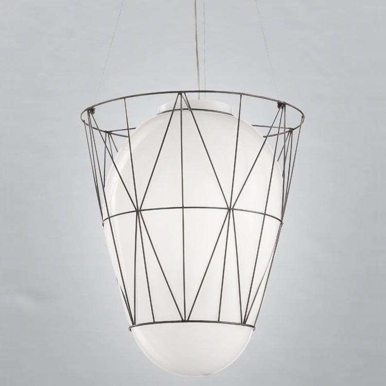 SIRU - Chandelier on a string SEGNI 1xE27/60W/230V black/white Venetian glass